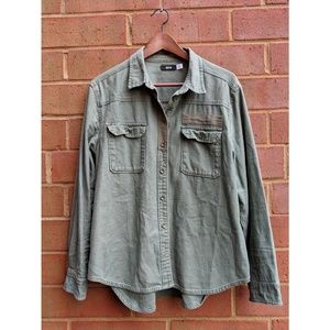UO Army Green Cargo Button Up